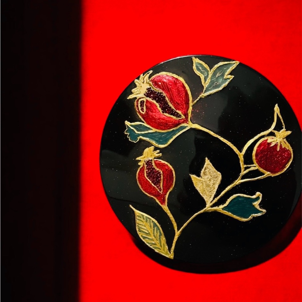 Black and Red Floral Brooch